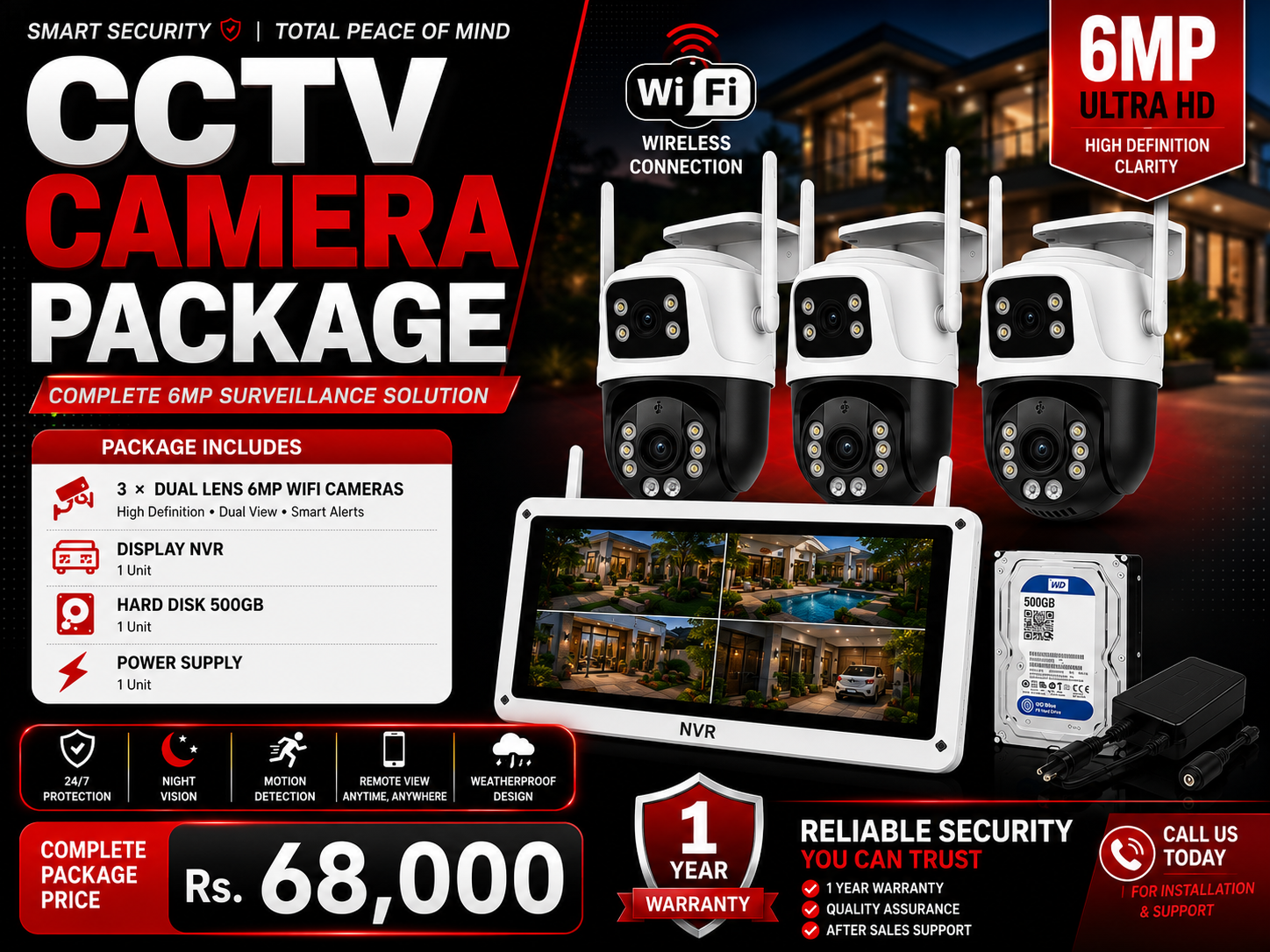 3 Camera CCTV package